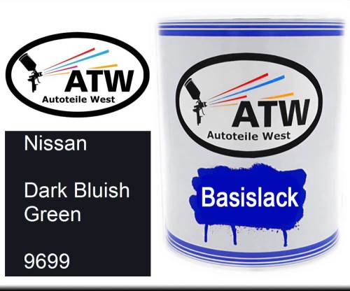 Nissan, Dark Bluish Green, 9699: 1L Lackdose, von ATW Autoteile West.